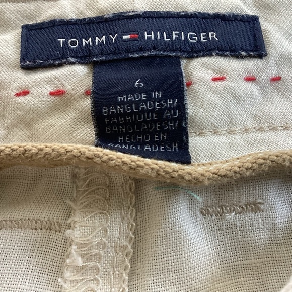 Tommy Hilfiger probably Vtg linen cream cropped straight leg self-tie pants 6 - Picture 5 of 7